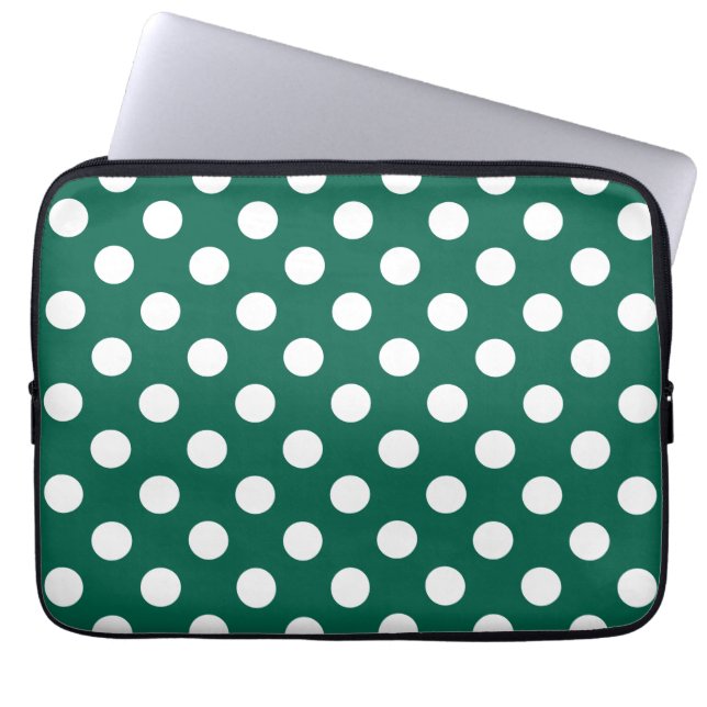Capa Para Notebook Bolinhas brancas em verde sage (Frente)
