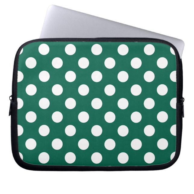 Capa Para Notebook Bolinhas brancas em verde sage (Frente)