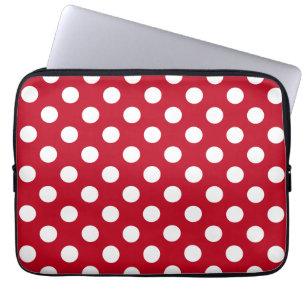 Capa Para Notebook bolinhas brancas em vermelho