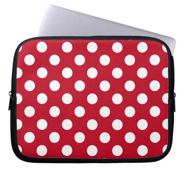 Capa Para Notebook Bolinhas brancas em vermelho (Frente)