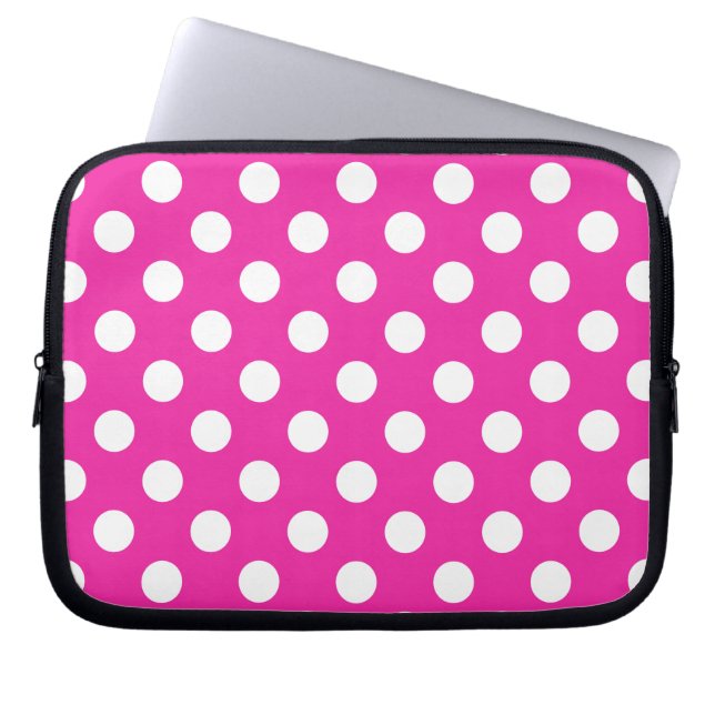 Capa Para Notebook Bolinhas brancas na fúcsia (Frente)