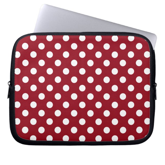 Capa Para Notebook Bolinhas brancas no vermelho Crimson (Frente)