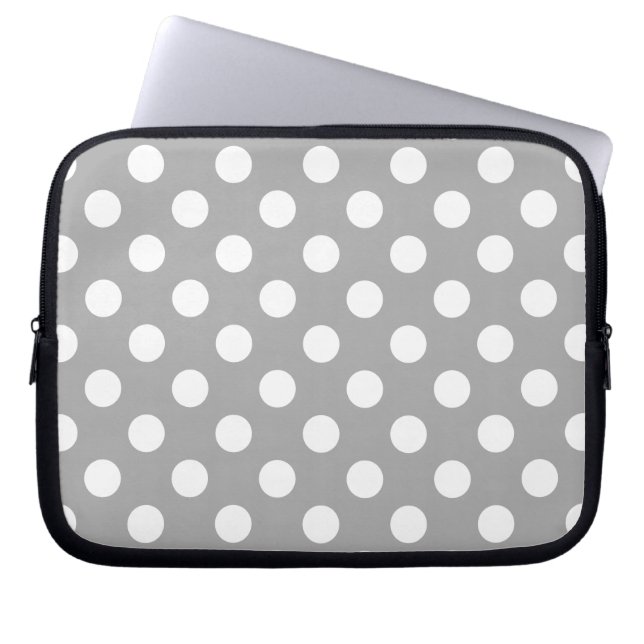 Capa Para Notebook Bolinhas brancas sobre cinzas (Frente)