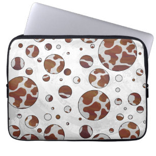 Capa Para Notebook Bolinhas castanho e Impressão branco