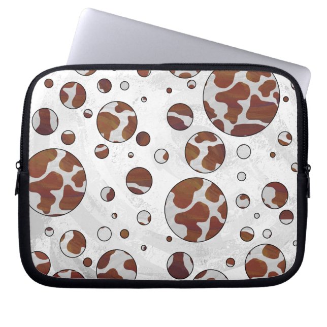Capa Para Notebook Bolinhas castanho e Impressão branco (Frente)