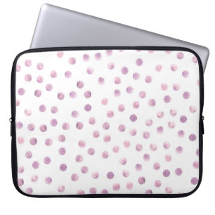 Capa Para Notebook Bolinhas de aquarelas, fundo geométrico cor-de-ros