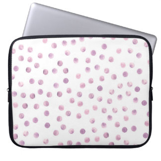 Capa Para Notebook Bolinhas de aquarelas, fundo geométrico cor-de-ros