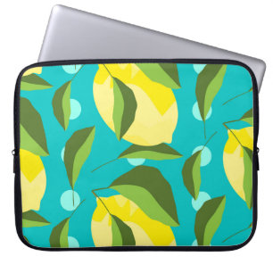 Capa Para Notebook Bolinhas de limões: fundo azul.