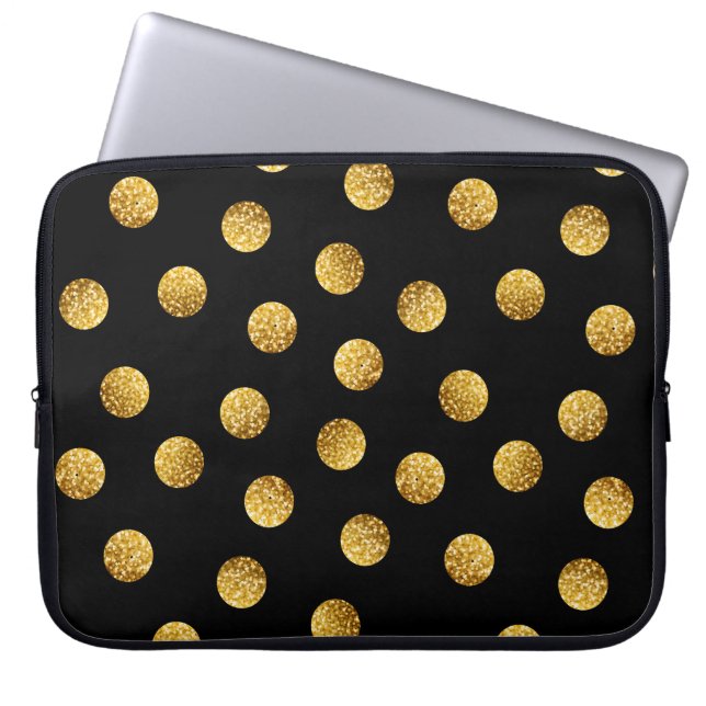 Capa Para Notebook Bolinhas Dourada: Sem Espuma. (Frente)