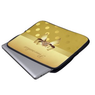 Capa Para Notebook Bolinhas Dourados, arco & diamante personalizados
