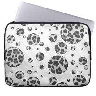 Capa Para Notebook Bolinhas Leopardo Preto e Branco