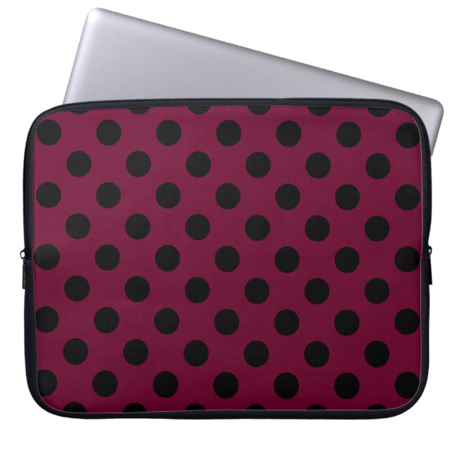 Capa Para Notebook Bolinhas negras com burgundy (Frente)