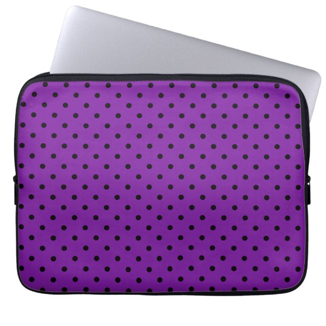 Capa Para Notebook Bolinhas negras em roxo violeta (Frente)