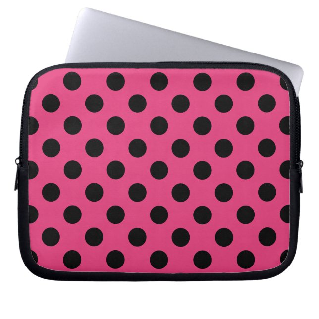 Capa Para Notebook Bolinhas negras na fúcsia (Frente)