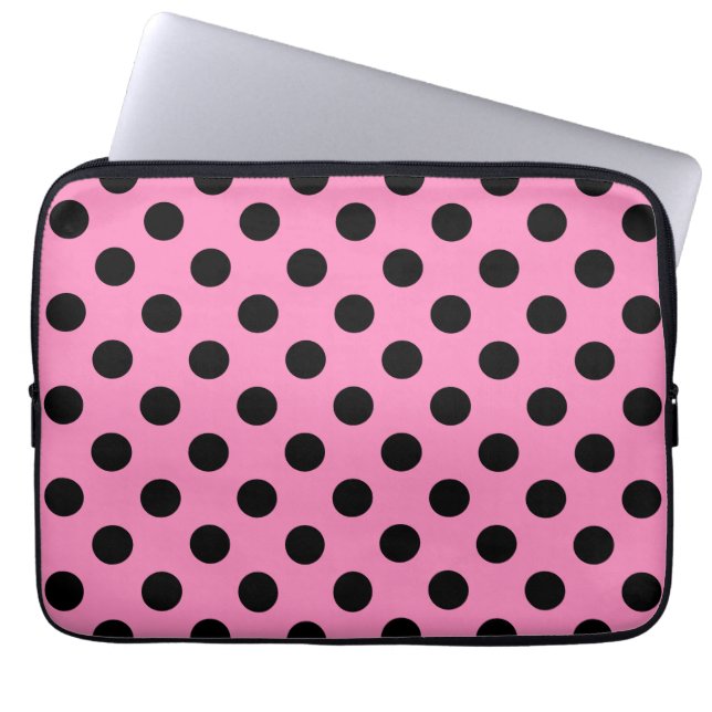 Capa Para Notebook Bolinhas pretas a rosa (Frente)