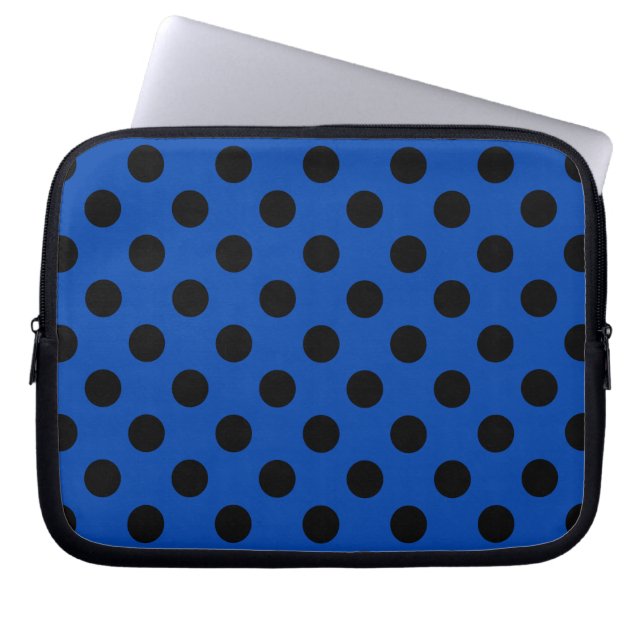 Capa Para Notebook Bolinhas pretas de azul real (Frente)