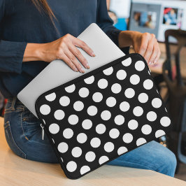 Capa Para Notebook Bolinhas Pretas e Brancas, Padrão de Bolinhas