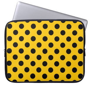 Capa Para Notebook Bolinhas pretas em amarelo