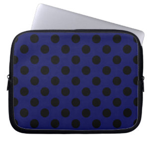 Capa Para Notebook Bolinhas pretas em azul marinho