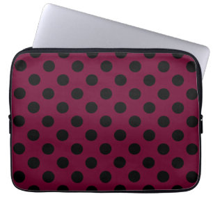 Capa Para Notebook Bolinhas pretas em Borgonha