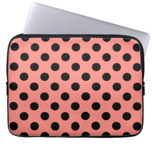 Capa Para Notebook bolinhas pretas em pêssego