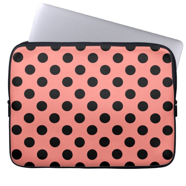 Capa Para Notebook Bolinhas pretas em pêssego (Frente)