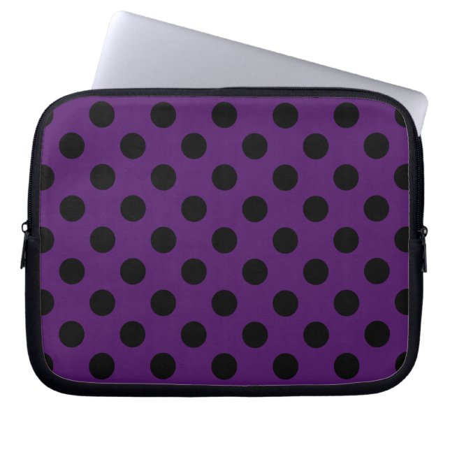 Capa Para Notebook Bolinhas pretas em roxo de ameixa (Frente)