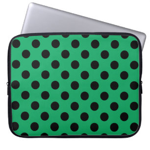 Capa Para Notebook Bolinhas pretas em verde fresco