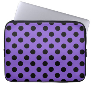 Capa Para Notebook bolinhas pretas na lavanda