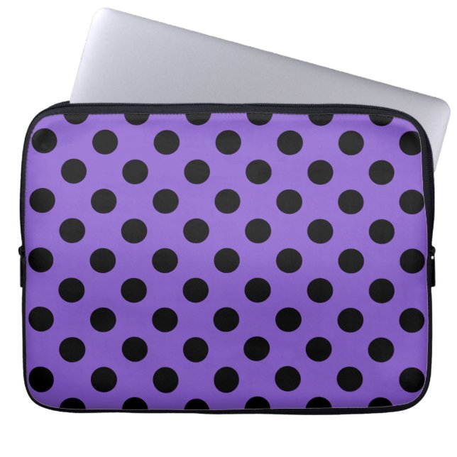 Capa Para Notebook Bolinhas pretas na lavanda (Frente)
