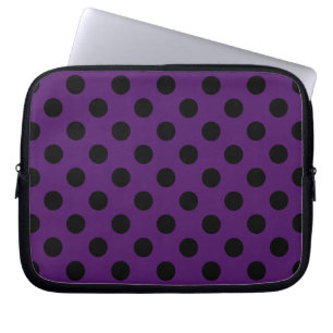 Capa Para Notebook Bolinhas pretas no roxo da ameixa