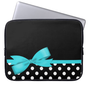 Capa Para Notebook Bolinhas preto e branco do arco azul da cerceta