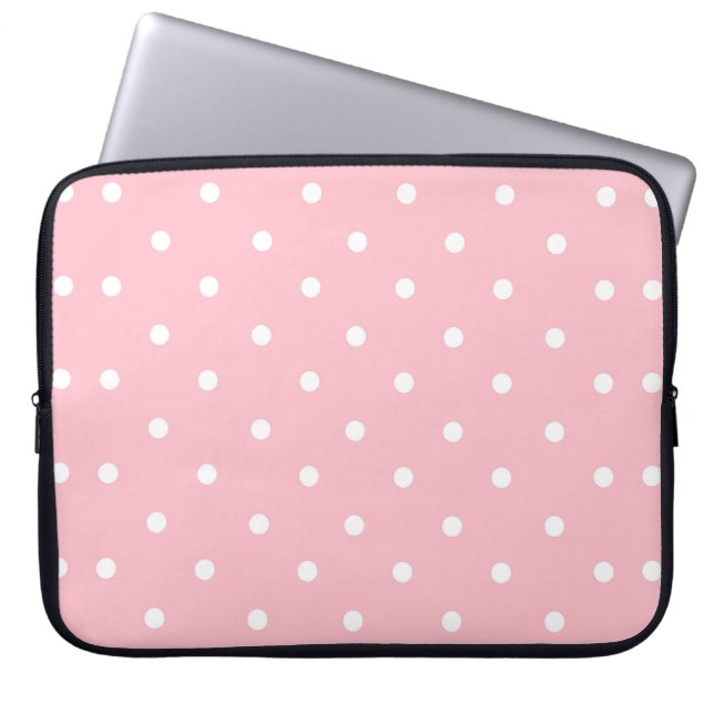 Capa Para Notebook Bolinhas rosa e branca (Frente)