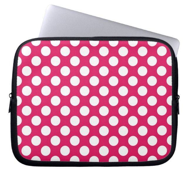 Capa Para Notebook Bolinhas rosa e branca (Frente)