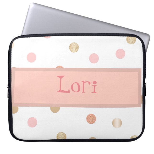 Capa Para Notebook Bolinhas Rosa e Pêssego (Frente)