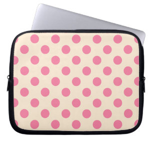 Capa Para Notebook Bolinhas rosa em creme