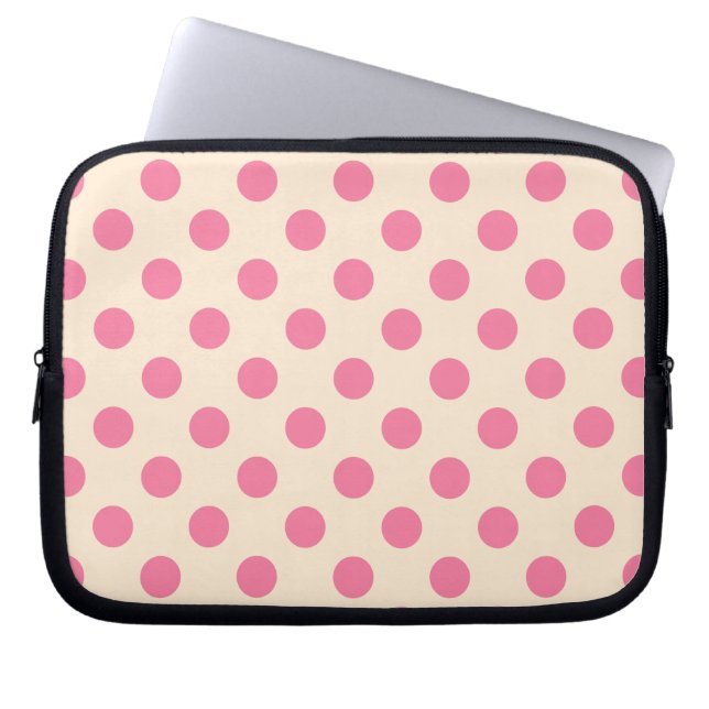 Capa Para Notebook Bolinhas rosa em creme (Frente)