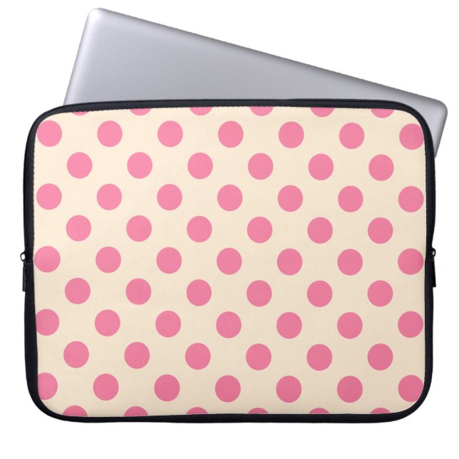 Capa Para Notebook Bolinhas rosa em creme (Frente)