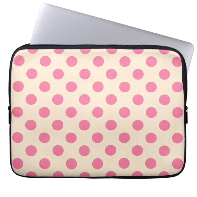 Capa Para Notebook Bolinhas rosa em creme (Frente)