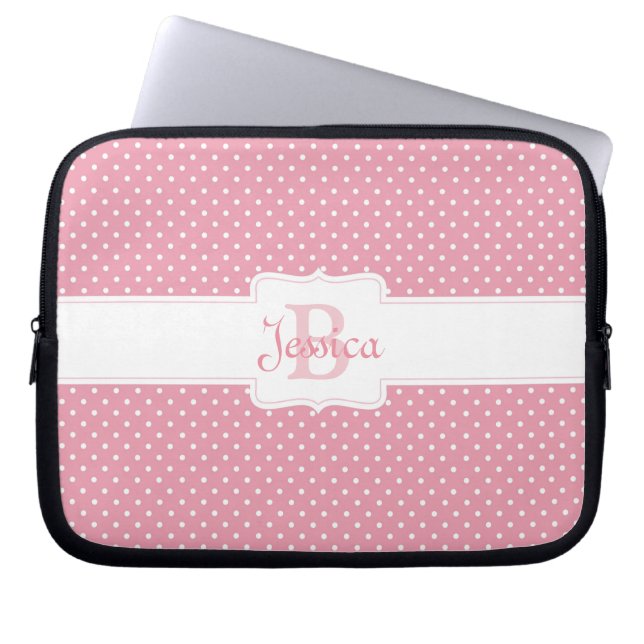 Capa Para Notebook Bolinhas rosa personalizada (Frente)