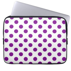 Capa Para Notebook Bolinhas roxas e brancas
