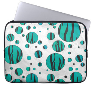 Capa Para Notebook Bolinhas Tigre Impressão Preto e Teal