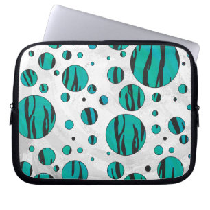 Capa Para Notebook Bolinhas Tigre Impressão Preto e Teal