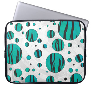 Capa Para Notebook Bolinhas Tigre Impressão Preto e Teal