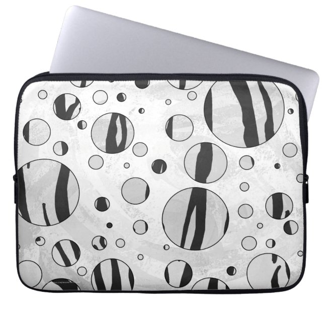 Capa Para Notebook Bolinhas Tigre Preto e Branco (Frente)