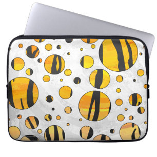 Capa Para Notebook Bolinhas Tigre Preto e Impressão Laranja