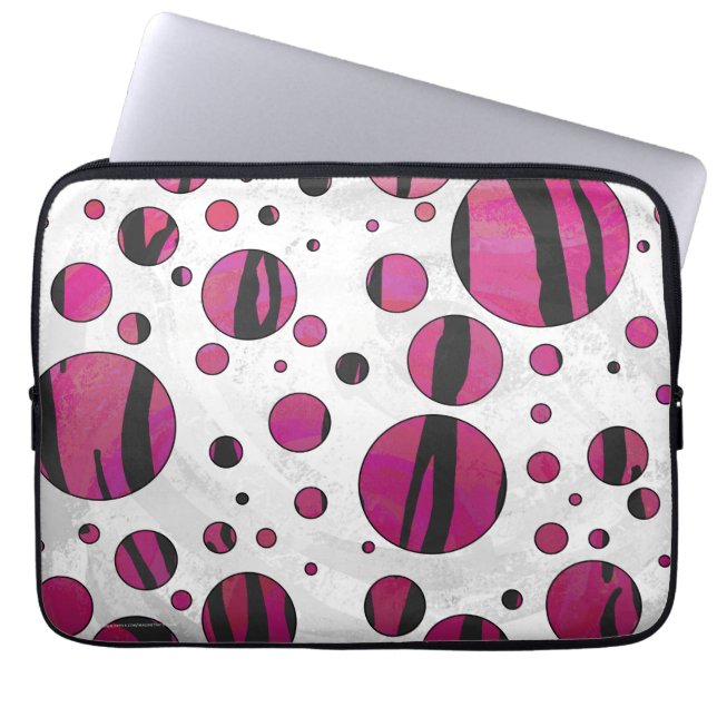 Capa Para Notebook Bolinhas Tigre Quente, Rosa e Impressão Preto (Frente)