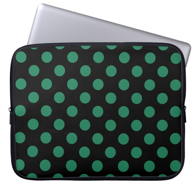 Capa Para Notebook Bolinhas verdes e pretas (Frente)