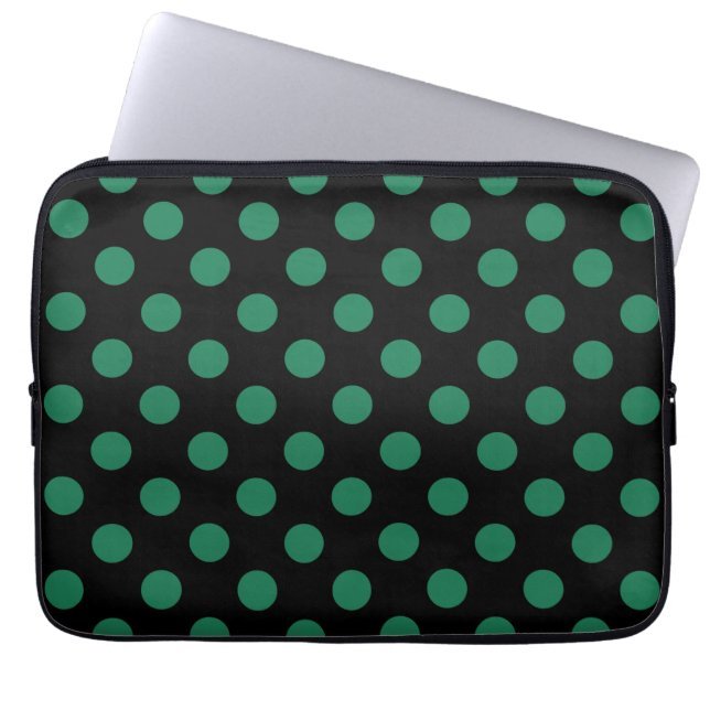 Capa Para Notebook Bolinhas verdes e pretas (Frente)
