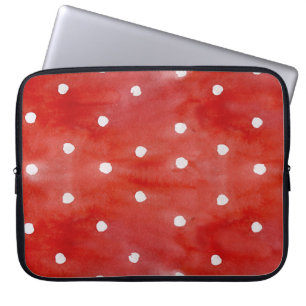 Capa Para Notebook Bolinhas vermelha, padrão sem costura de aquarela.